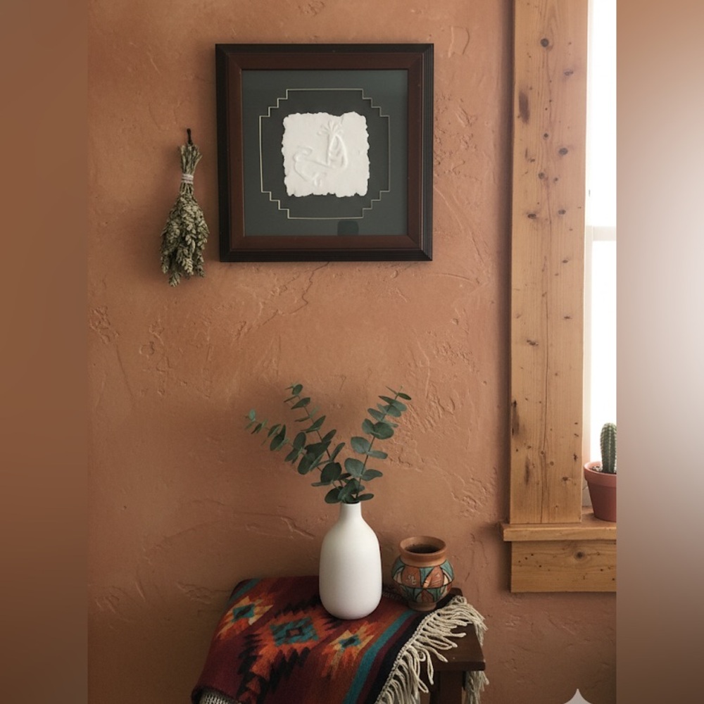 kokopelli Framed Textile Art Southwest Style Numbered And Artist Signature
